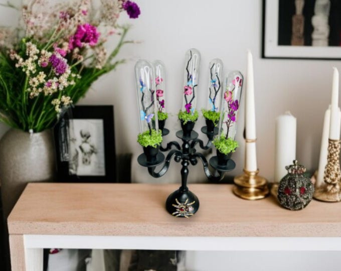 Featured listing image: Gothic Floral Candelabra Centerpiece