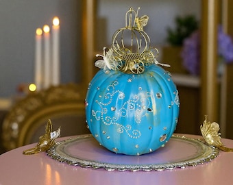 Gold and Turquoise Cinderella Pumpkin