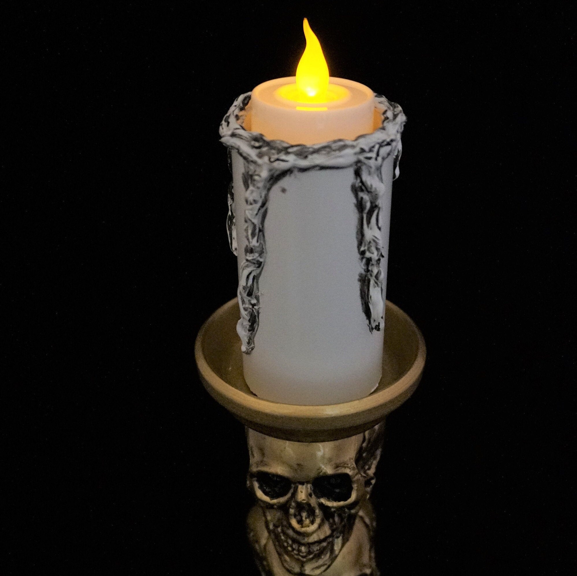 Gold Skull Candle Holder with White LED Flameless Etsy