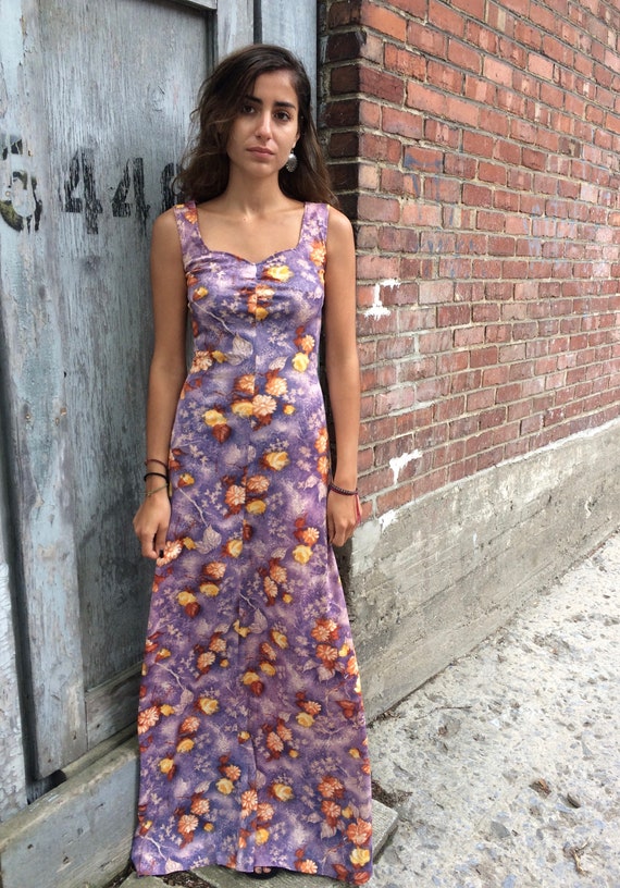 1970's floral sleeveless summer siren maxi dress … - image 7