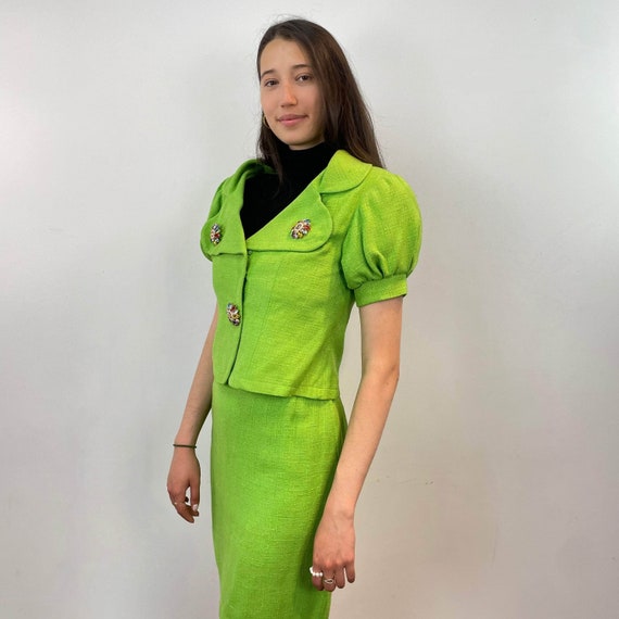 1980s Christian Lacroix Lime Green Blazer and Ski… - image 2