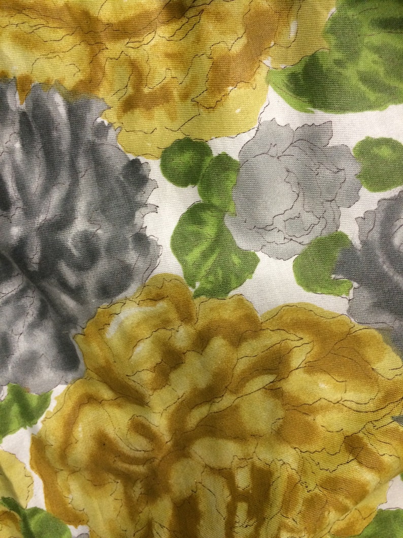 1950's Sleeveless yellow floral Cotton dress Unworn dead Etsy