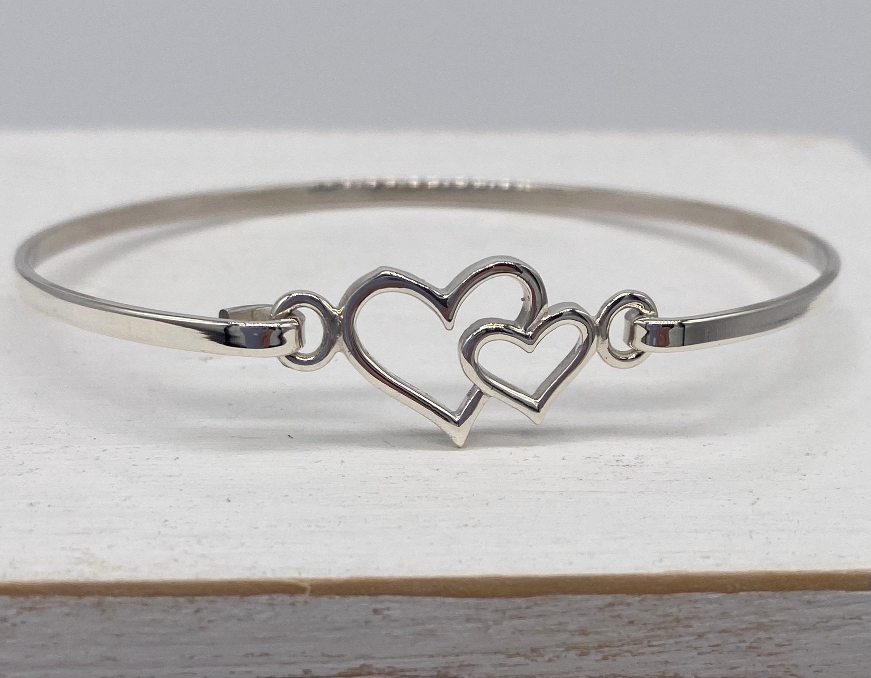 SUE'S SECRET Heart Crystal Leather Bangle Bracelet Unique Gift
