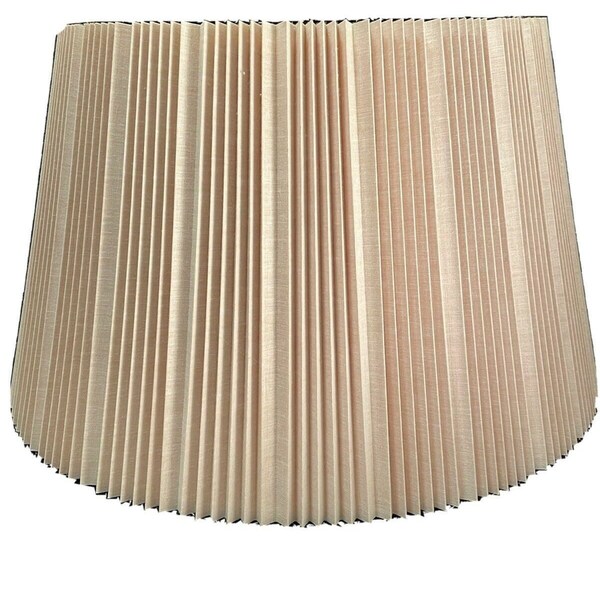 Retro Pleated Paper over Vinyl Mid Century Lamp Shade 11" tall x 19" wide