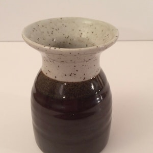 Small 4.5 Art Pottery Vase / Jug Brown & Purple image 1