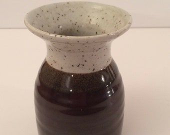 Small 4.5" Art Pottery Vase / Jug Brown & Purple