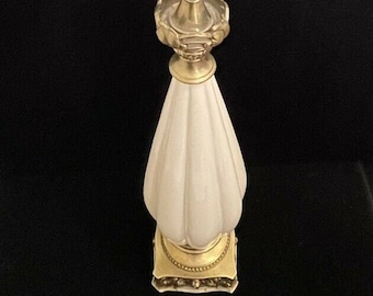Vintage Art Pottery 3-way Table Lamps White / Gold Tone Hollywood Regency