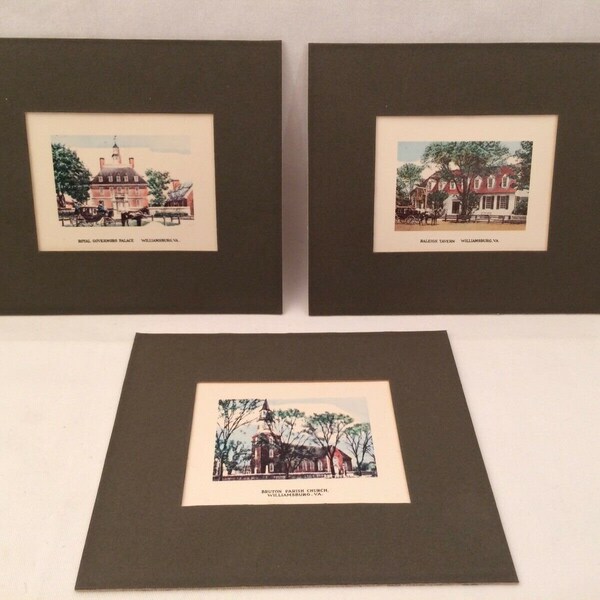 Lot Unframed Matted Print Governors Palace Williamsburg VA Raleigh Tavern Church