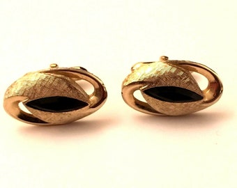 Vintage Gold & Black Toned Swank Oval Men's Cufflinks