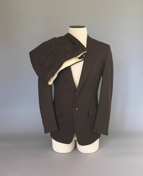 Vintage 1960s Suit / Brown Striped Suit / 60s Suit