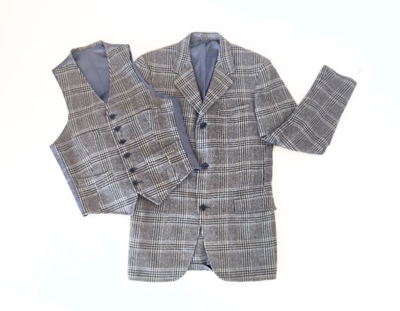 Vintage Plaid Sport Coat and Vest / 1950s Plaid Sp