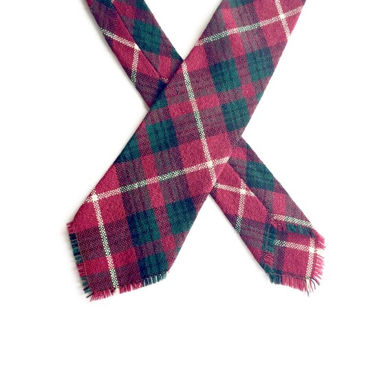 Vintage 1940s 1950s Wool Tie / Plaid Woven Tie / 1
