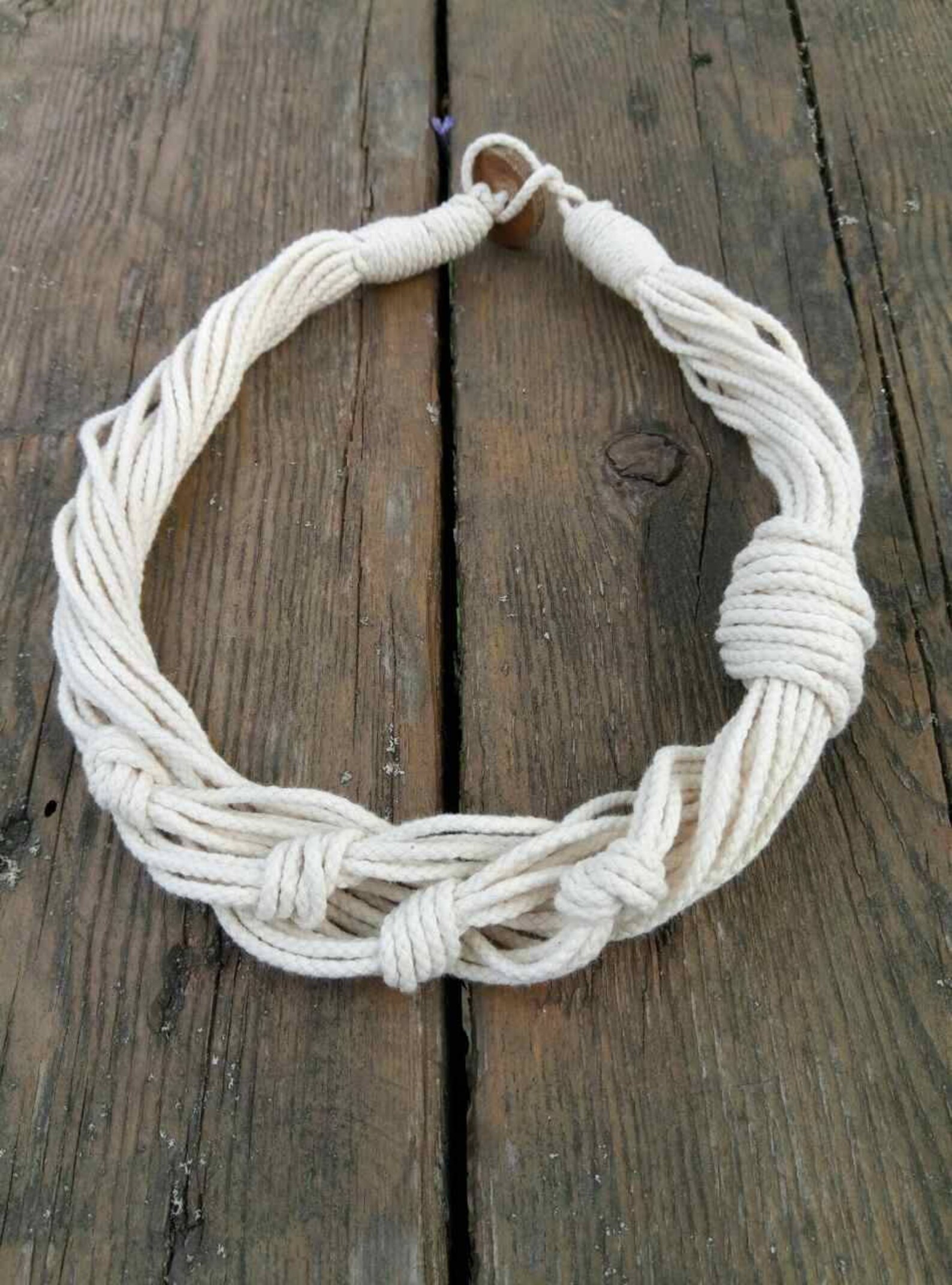 Bold necklace White rope necklace Knot summer jewelry Cotton Etsy