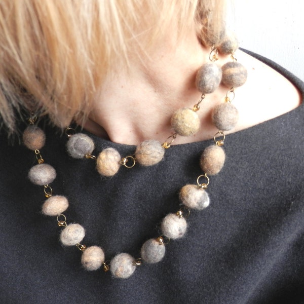 Elegant felt necklace, necklace multicolor, felted necklace, unusual jewelry