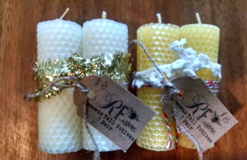 2 Votive beeswax candles 100/% Pure Natural honeycomb handrolled wedding party