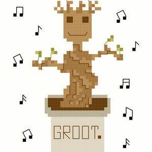 Groot Music Notes Dancing Baby Groot Guardians of the Galaxy Cross Stitch Pattern - Etsy