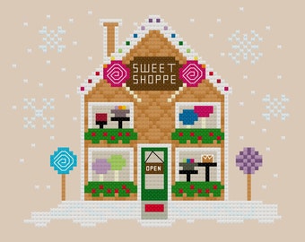 Sweet Shoppe Gingerbread House Christmas Cross Stitch Pattern