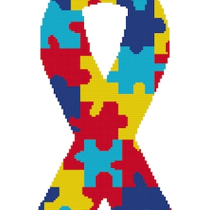 Autism Ribbon Cross Stitch (7&quot;x15&quot;)
