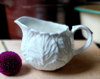 Vintage Coalport Countryware White Milk or Cream Jug Cabbage Leaf Design