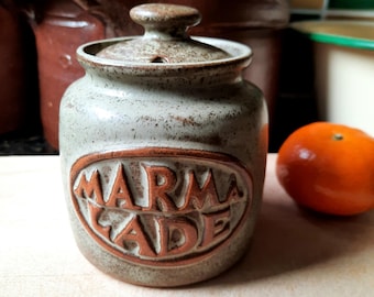 Vintage Cornish Studio Pottery Lidded Marmalade Jar Probably Tremar or Presingoll 1970s