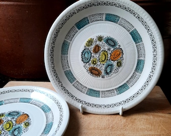 Vintage Kathie Winkle Corfu Pair of Side Plates for Broadhurst Pottery Riviera Shape Circa 1960s