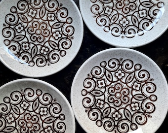 Set of Four Vintage Biltons Celtic Rose Ironstone Side Plates 1970s Retro Tableware