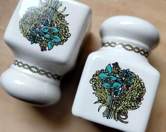 Vintage Taunton Vale Bouquet Garni Salt and Pepper Shakers 1970s