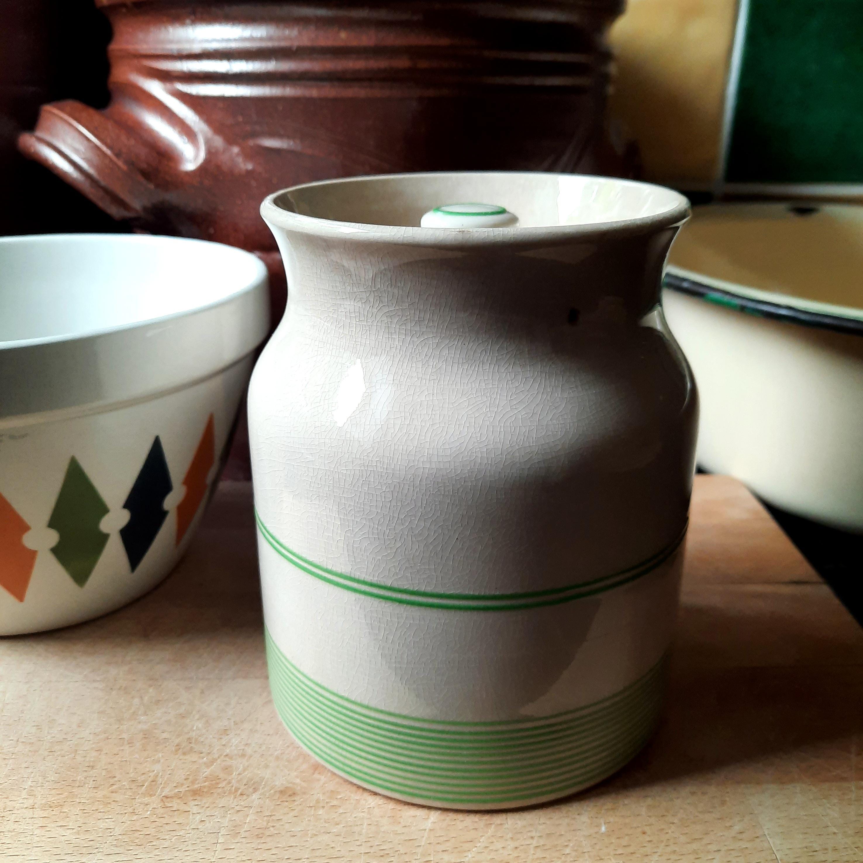 イギリスアンティーク☘️Tala社 キャニスター クリーム&グリーン 3点セット イギリスヴィンテージ KLEEN KITCHEN WAREキャニスター3個セット