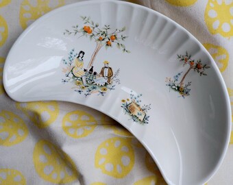 Vintage Beswick Crescent Shaped Dish Under the Orange Tree 1950s Decorative Tableware