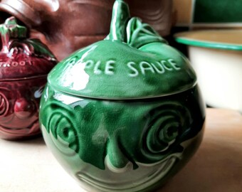 Vintage SylvaC Lidded Apple Sauce Face Pot Number 4549 Mid Century Kitchen Collectable Fruit and Vegetable Face Pots