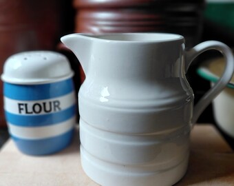 Vintage/Antique Cream Ironstone Banded Dairy Jug Old English Milk Jug Country Kitchen