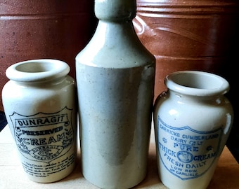 Antique Glazed Stoneware Bottle Bud Vase