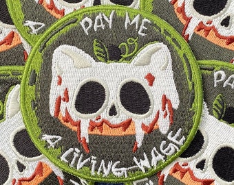 Living Wage Patch, Pay Me A Living Wage Patch, Witchy Patches, Pumpkin Patches, Fall Patch, Embroidered Patches, Cat Patch, Anti Capitalist