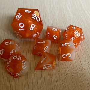 Orange Creamsicle Polyhedral Dice Set W/ Jumbo D20