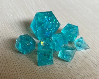 Blue Freezie Polyhedral Dice Set W/ Jumbo D20