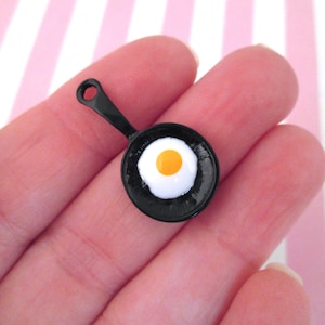 Three Fried Egg in a Pan Charm Pendants, Perfect for Dollhouses, #560