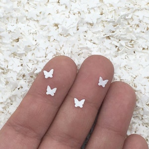 White Polymer Clay Butterfly Sprinkles, INEDIBLE fimo Sprinkle Nail Decoration Slices, P48