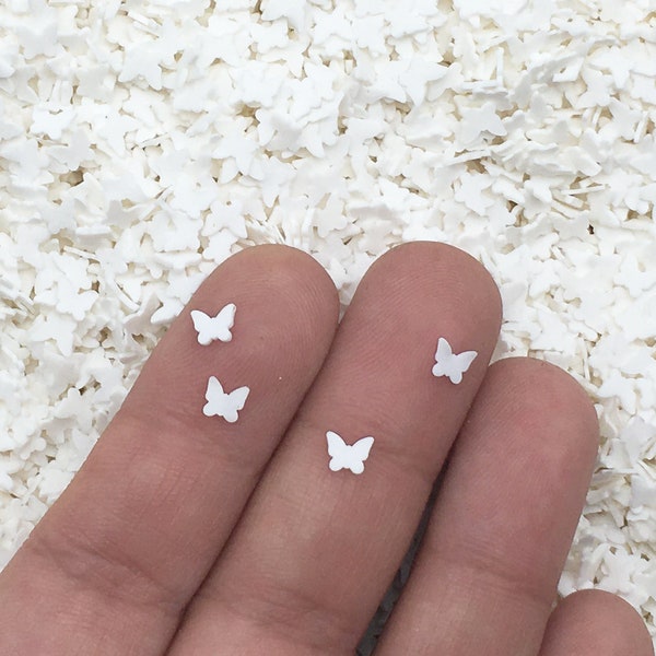 Vernis papillons blancs en pâte polymère, décorations pour ongles en fimo non comestibles, P48