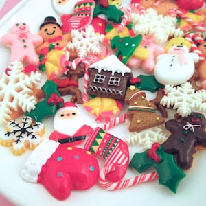 UITVERKOOP Kerstcabochons, platte achterkant hars kerstcadeau grabbelton mix, plaksteen acryl kunststof geassorteerde kerstcabines