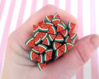 10 Watermelon Polymer Clay Canes Fruit Slices, F303