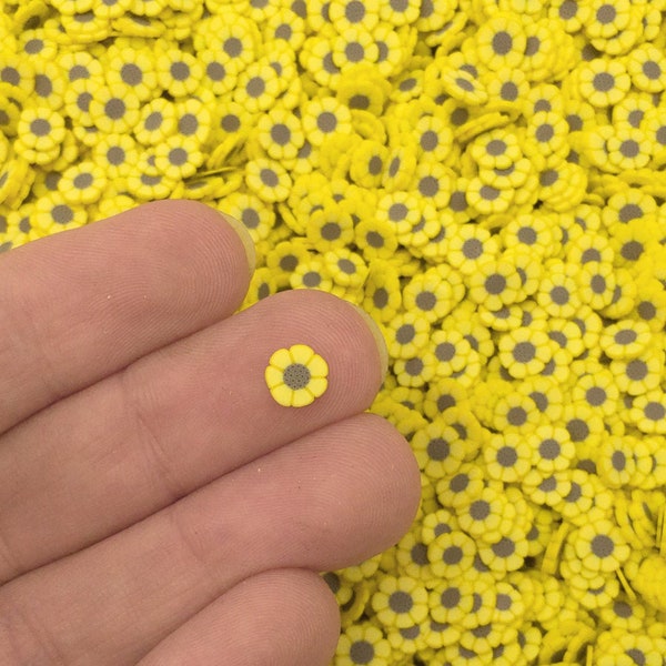 Yellow Sun Flower Sprinkles, Fimo Fake Flower Slices, Resin Embellishment, Decoden Sunflower Sprinkles, P113