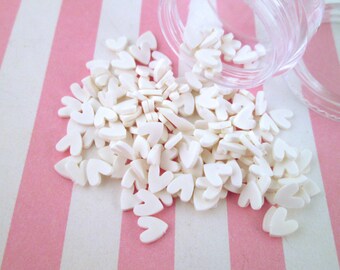 White Polymer Clay Heart Sprinkles, Valentines Day Fake Sprinkles, Decoden Funfetti Rainbow Jimmies, S145