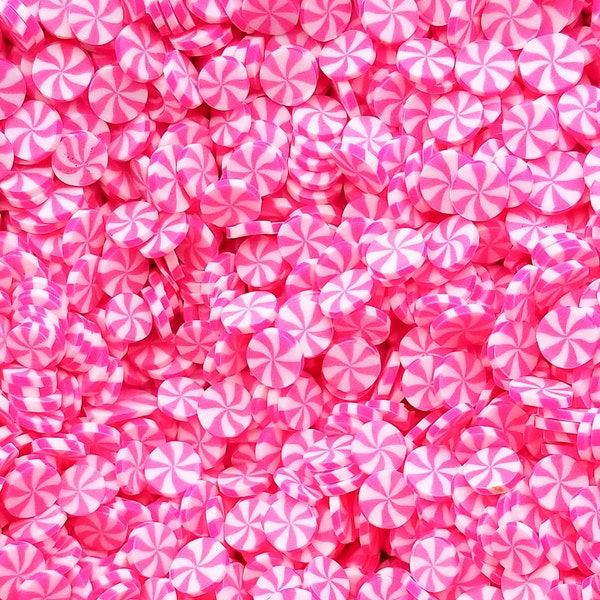 Hot Pink Peppermint Polymer Clay Dessert Candy Slice Sprinkles, Nail Art Slices, Faux Dessert, Miniature Dessert, R71