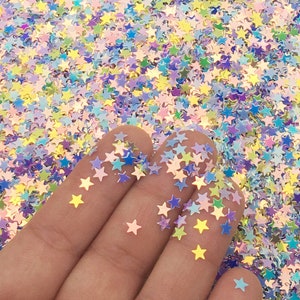 Multicolor Pastel Iridescent Shift Star Glitter, Kawaii Decoden Glitter, Resin Embellishment, Slime Toppings, U81