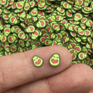 Small Avocado Polymer Clay Sprinkles With Kawaii Faces, NON EDIBLE Fimo Fake Sprinkle Mix, M36