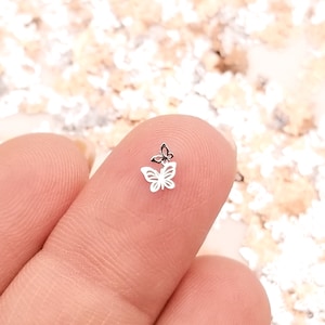 50 Tiny 6mm Silver Toned Metallic Butterfly Cabochons, Cute Kawaii Nail Butterfly Cabs, Charm Resin Supplies, Resin add-on 1428