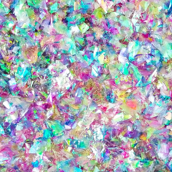 10g or 50g Mermaid Cellophane Solvent Resistant Iridescent Chunky Glitter Sprinkle Toppings, Slime Supplies, Shard Confetti CEL 44