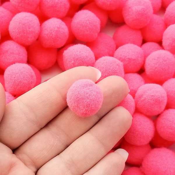 Fifty 20mm Magenta Pink Mochi Balls, Pom Poms, Approx. 50 Pieces for Crafts and Slimes