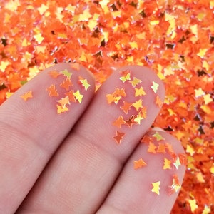 Golden Orange Iridescent Shift Translucent 3mm Butterfly Glitter, Kawaii Decoden Resin Table Scatter Confetti Embellishment Slime Supply T27