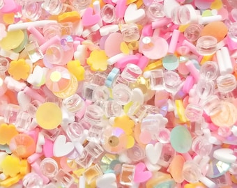 Sugar Punk Sprinkle Mix, Polymer Clay Fake Sprinkles with resin chips and resin rhinestones, Decoden Funfetti Jimmies, K175